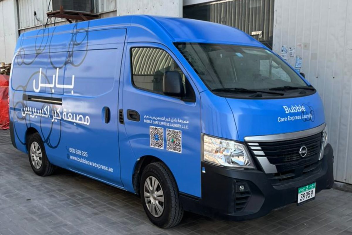 Bubble Care Express Laundry full vehicle branding in Abu Dhabi