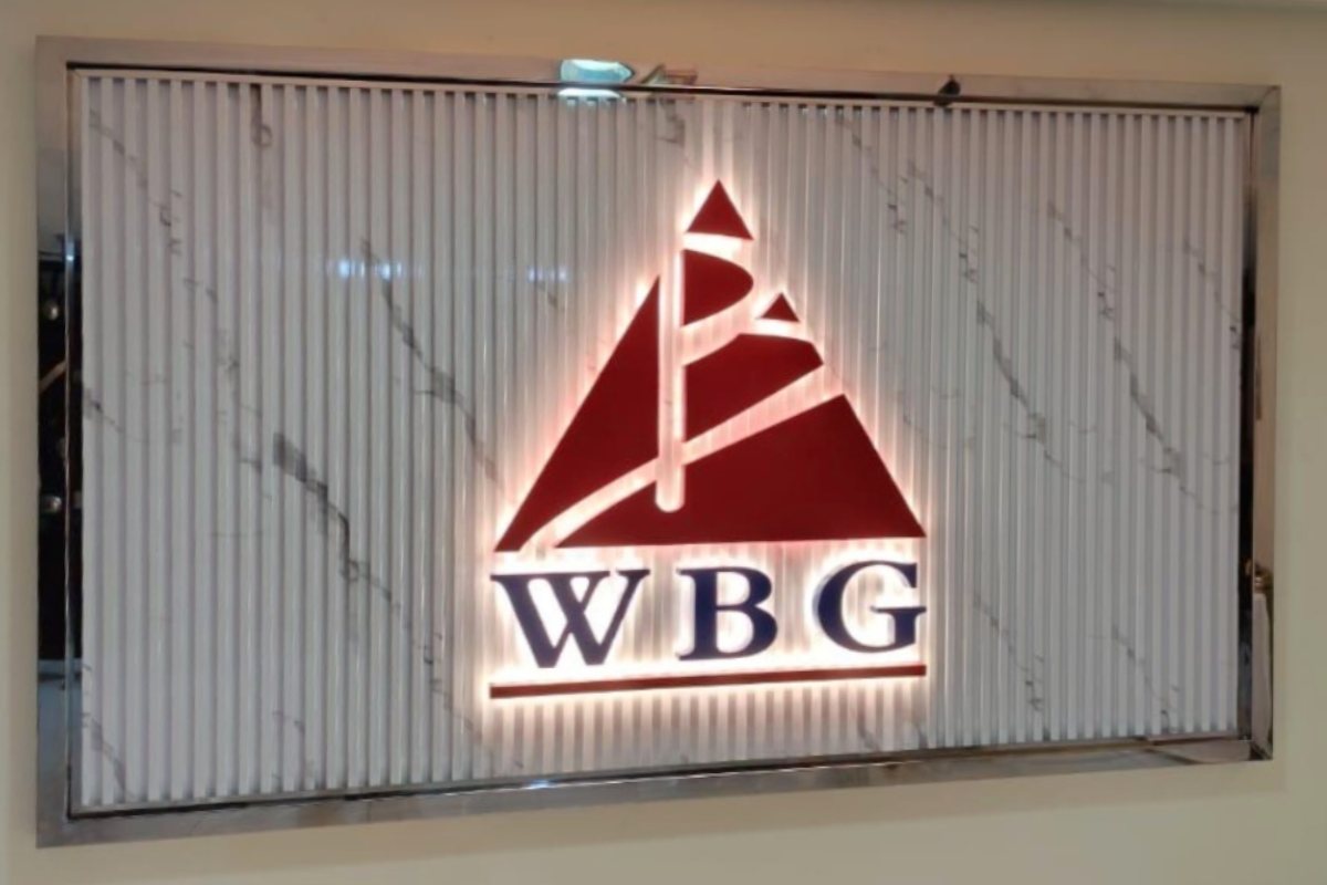 3D reception Sign with backlit halo effect for WBG musaffah by Ninety Nine Advertising LLC