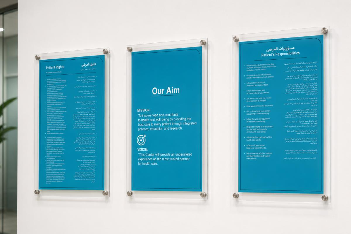 Acrylic Sandwich frames with company rules