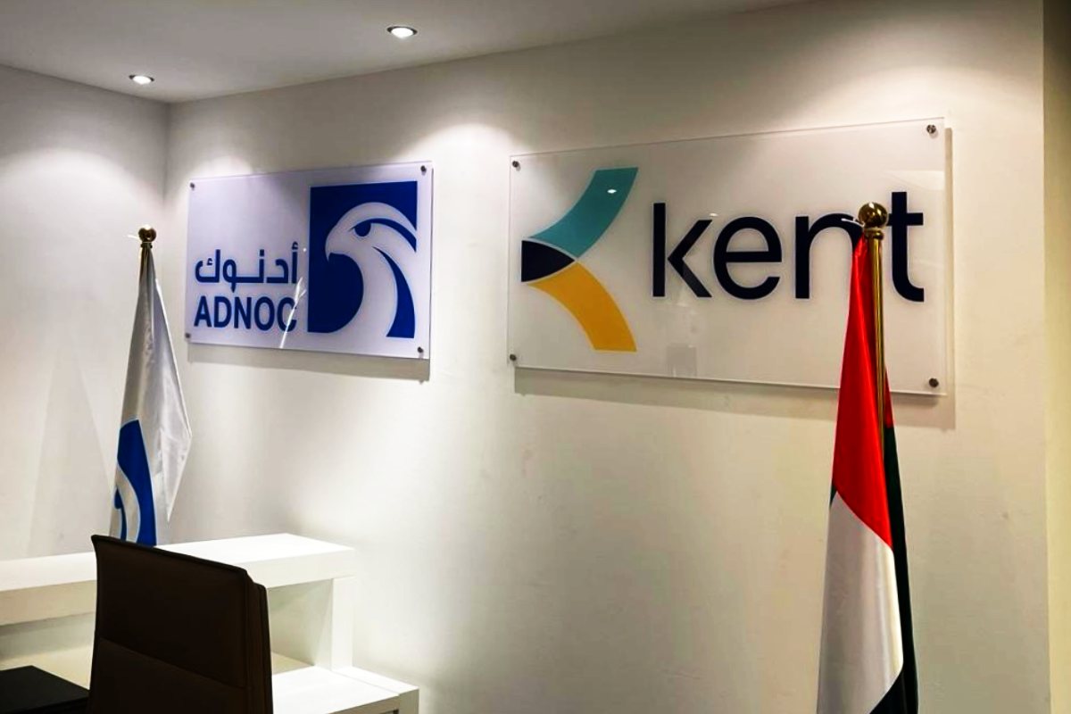 acrylic sign on standoffs for wall and office branding in Abu Dhabi