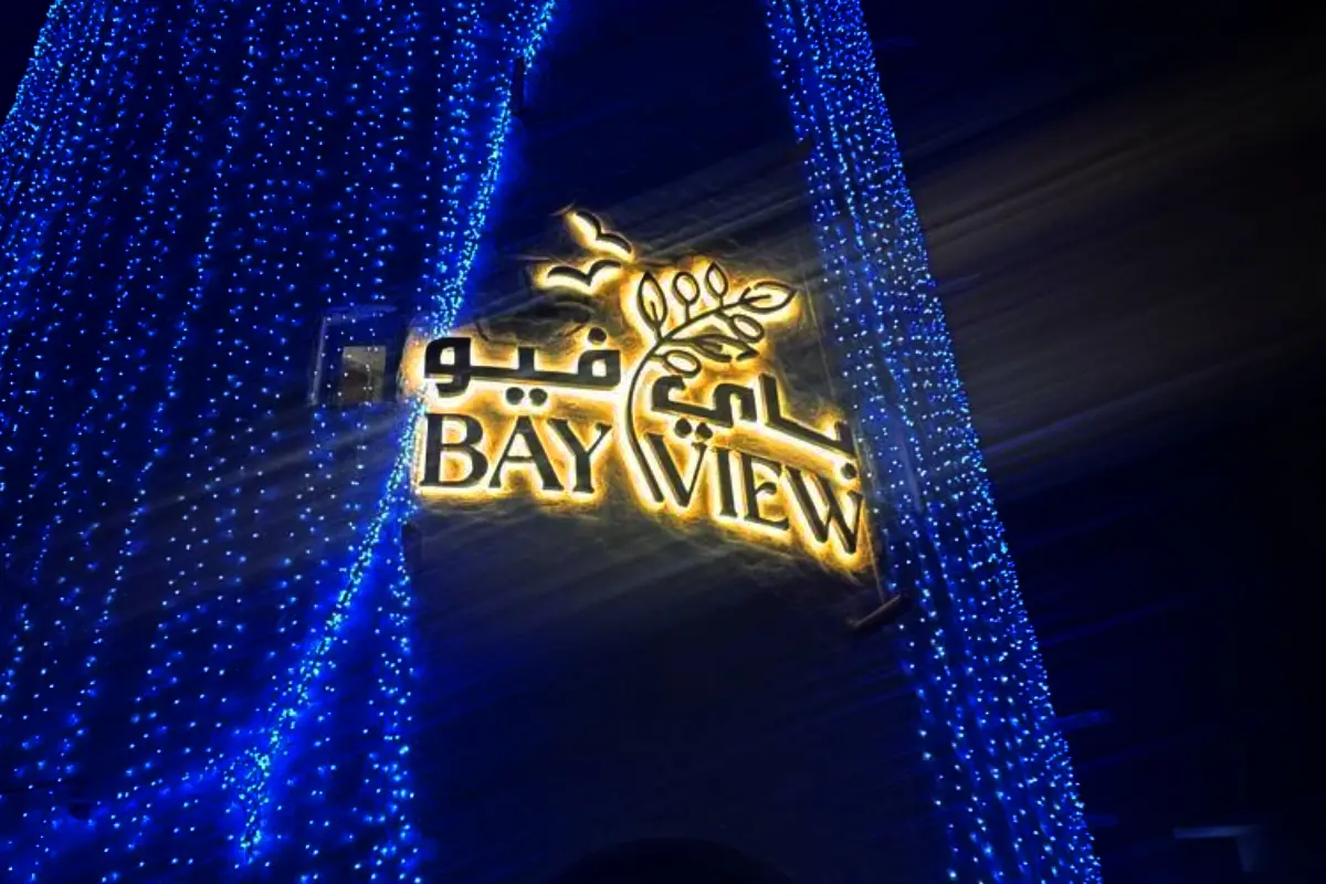 backlit 3d signage for bay View restaurant shopfront Al Marina Area