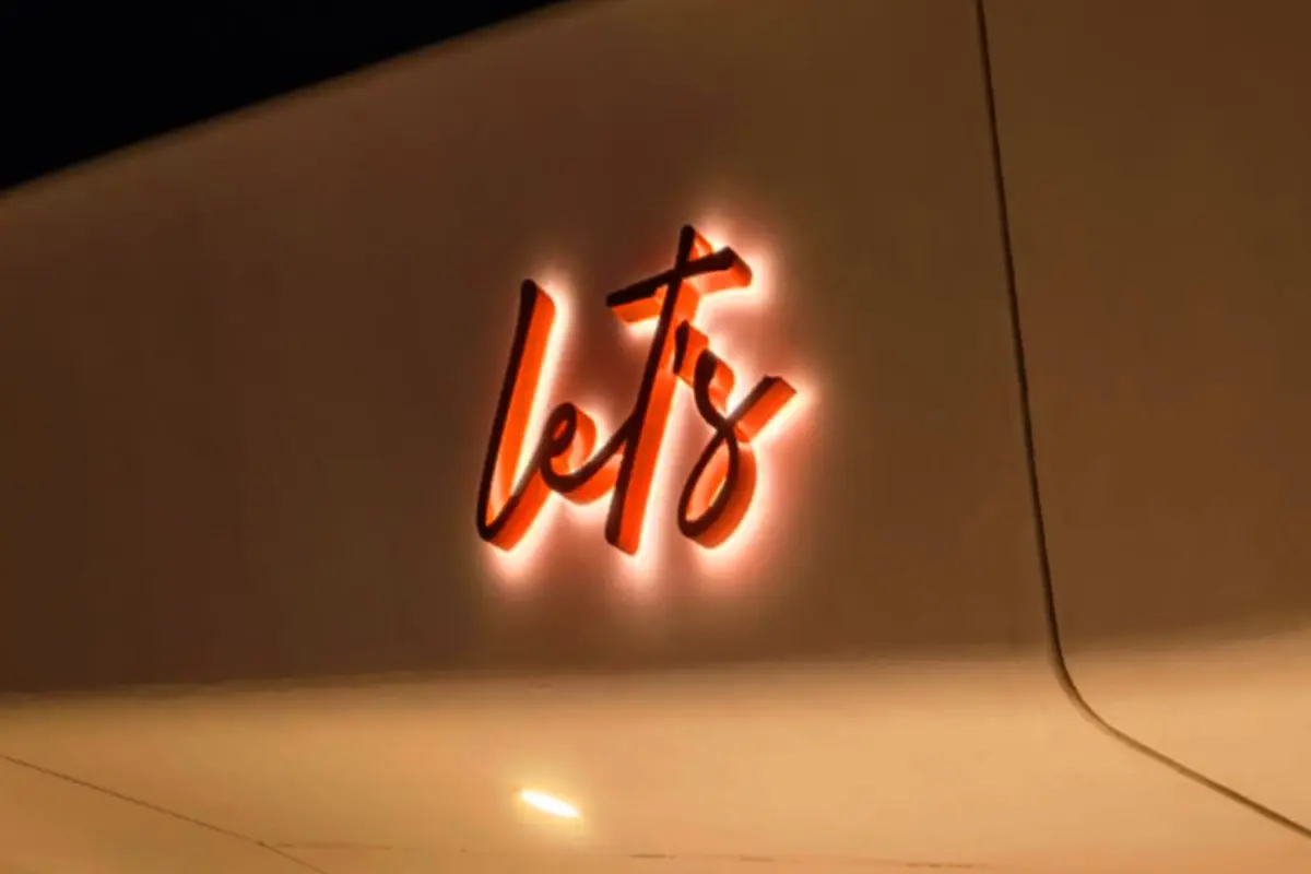 Backlit 3D signage for storefront for Let's cafe in Al Qana Abu Dhabi