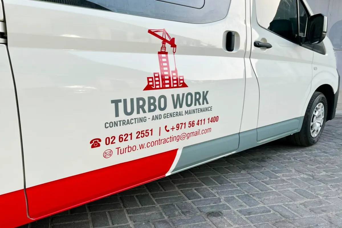 Die-cut decals for Turbo Work, Abu Dhabi