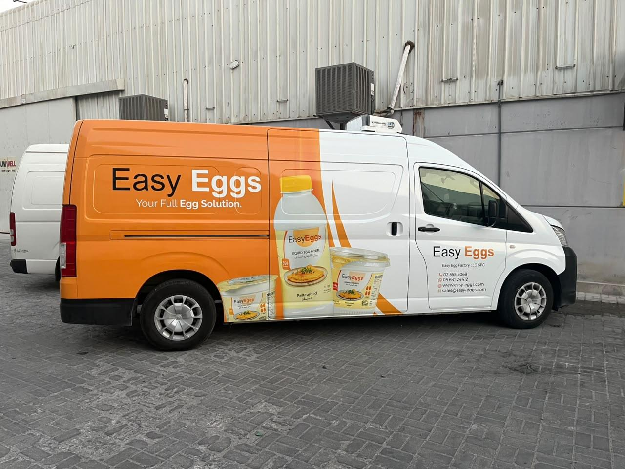 Easy Eggs full van branding, side view, Abu Dhabi