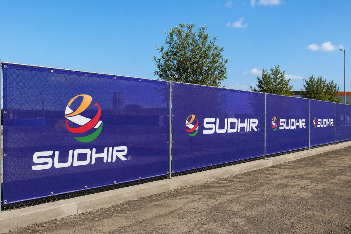 fence branding with perforated mesh banner