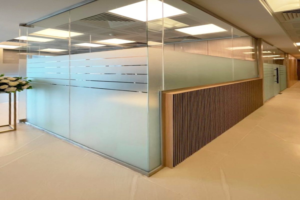Frosted glass sticker for full office with logo patterns in Abu Dhabi