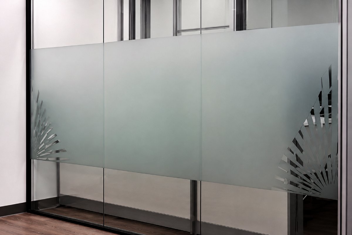 frosted reverse cut for office logo branding and privacy in Abu Dhabi
