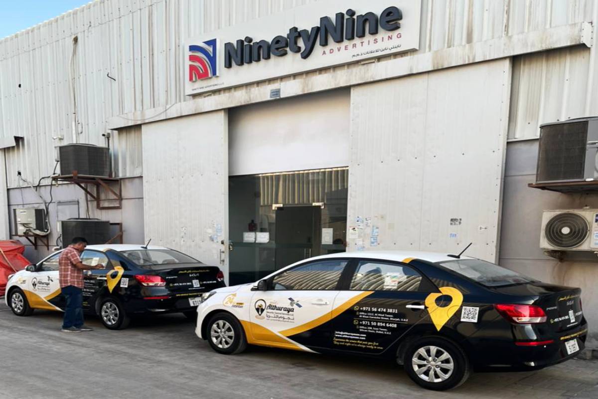 Reflective fleet graphics on Al Thuriya vehicles, Abu Dhabi