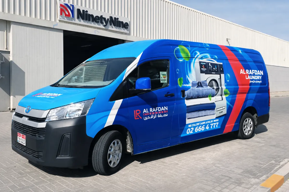 Al Rafidain Laundry van wrap with gloss UV lamination