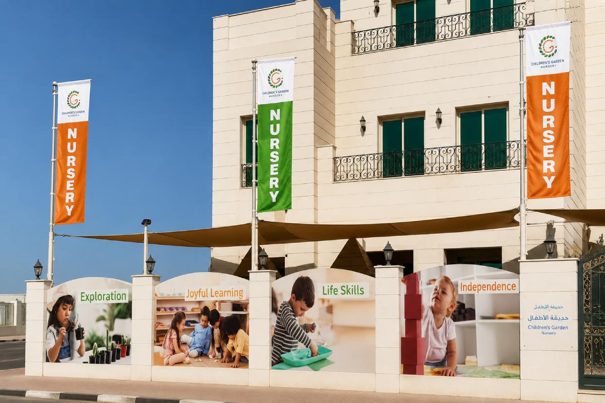 Lshape Flag printing in Abu Dhabi for School Promotion