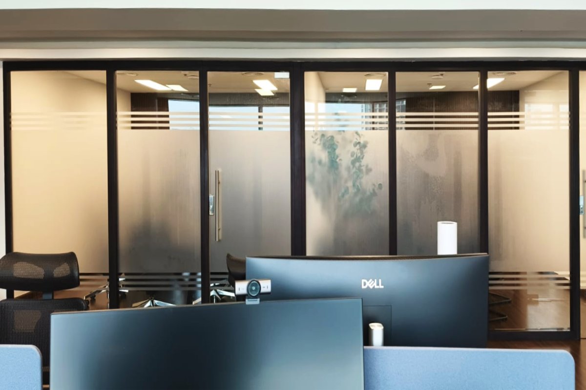 Office branding for Privacy with Frosted glass flim for flemming & Partner Abu Dhabi