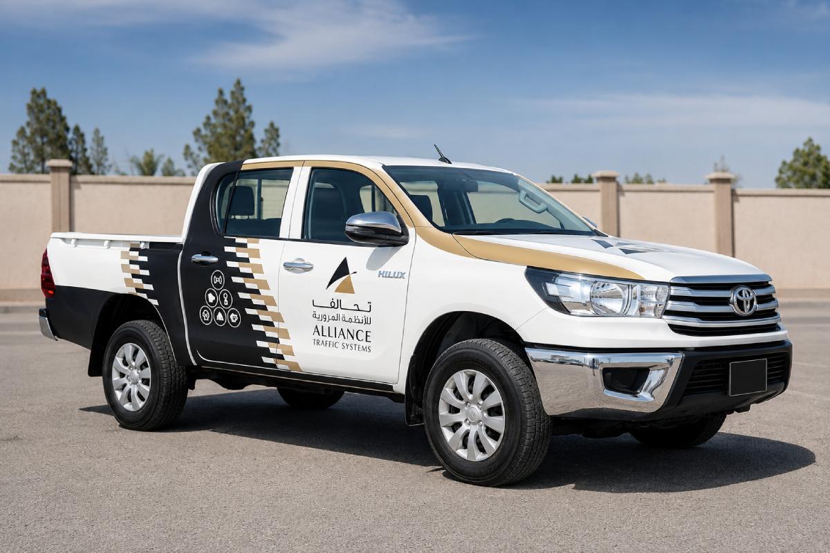 Pick up branding in Abu Dhabi for Alliance Systems fleet
