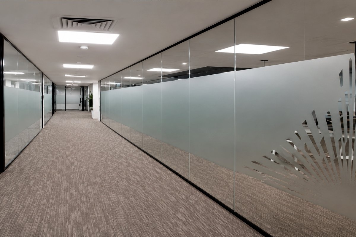frosted sticker for office privacy installed by Ninety nine advertising in Abu Dhabi