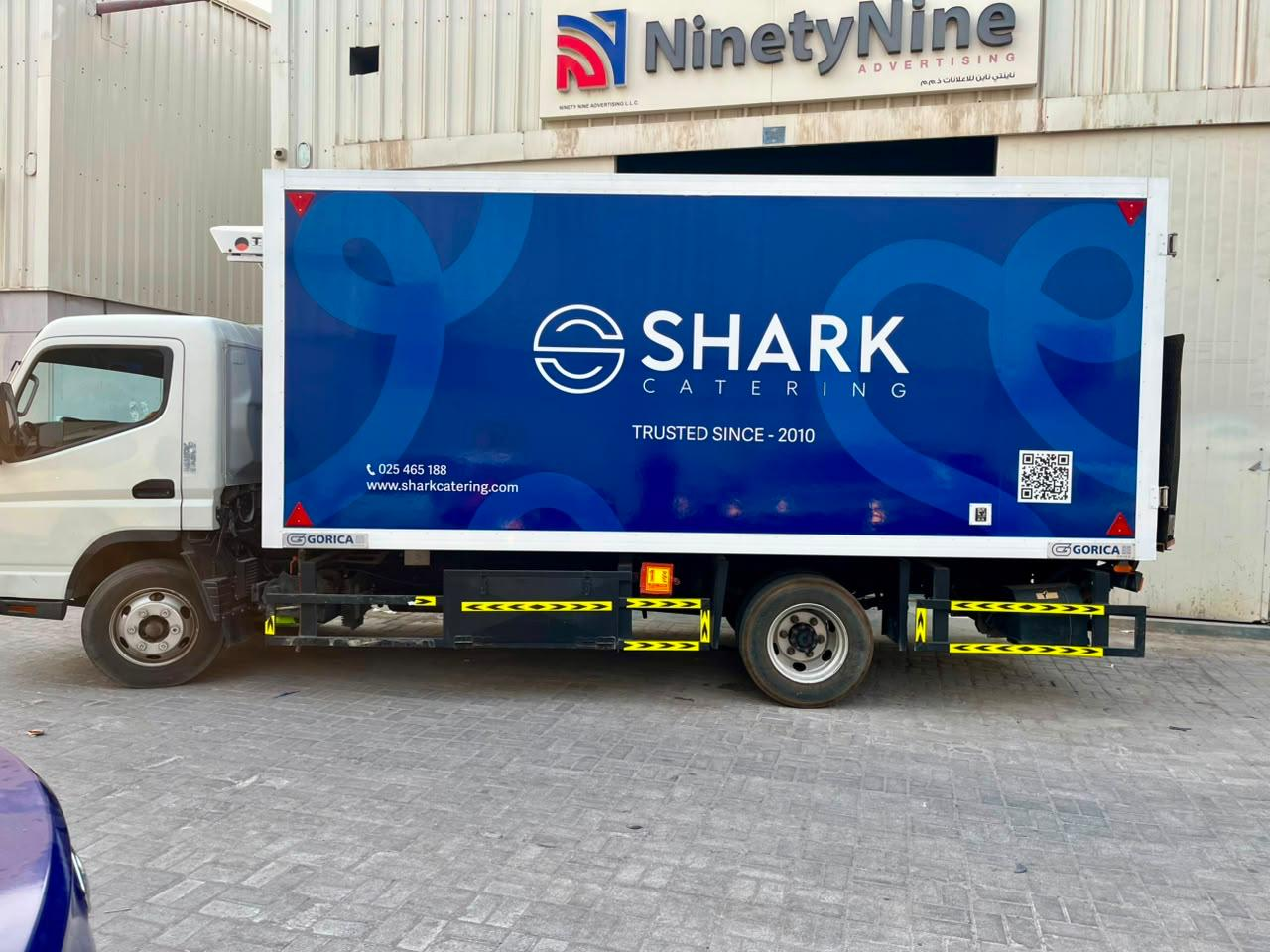 SHARK Catering box truck branding in Abu Dhabi