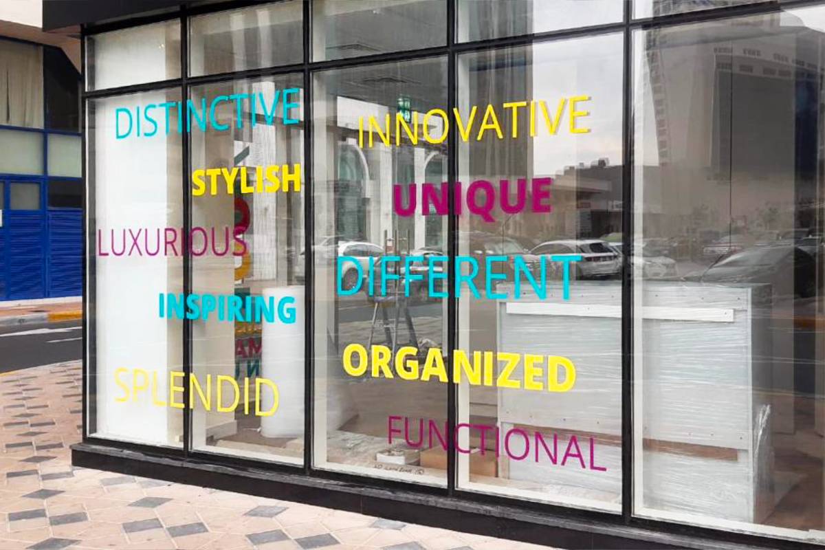 Optically Clear Window Sticker for Unlimited Closets in Abu Dhabi Tourist Club Area