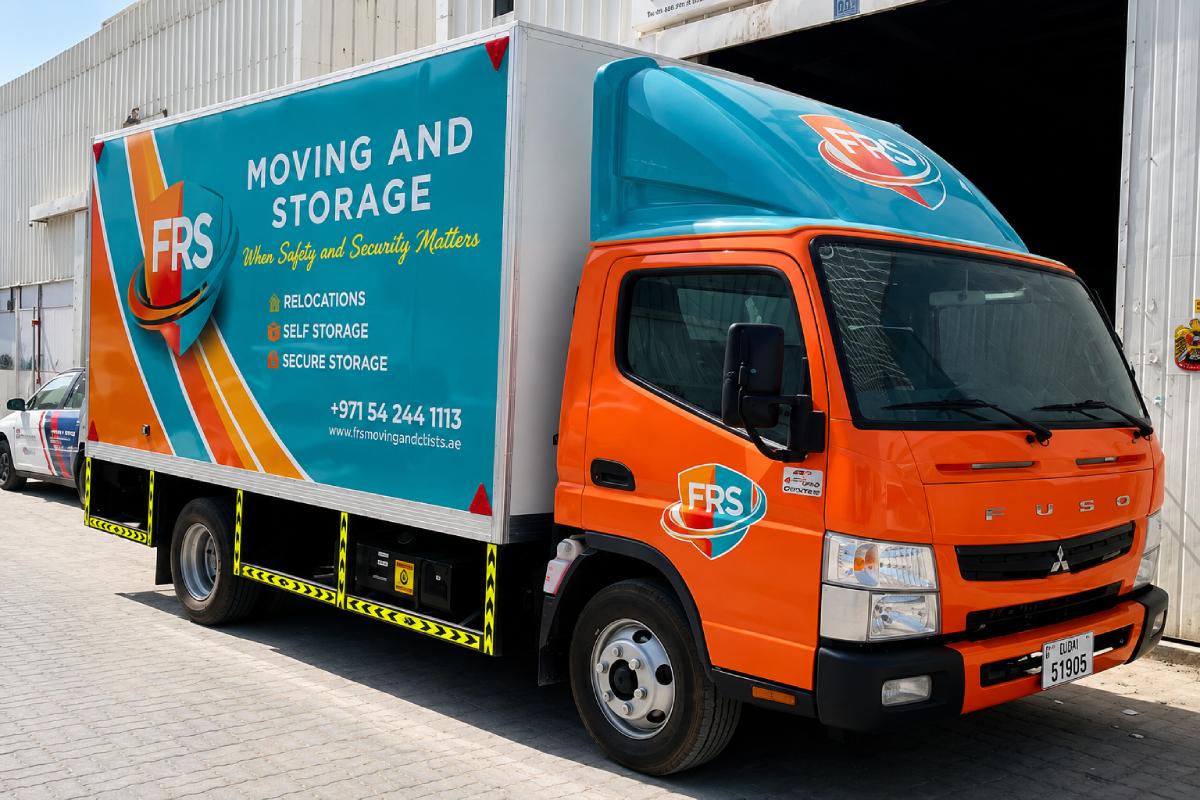 FRS Moving and Storage box truck branding in Abu Dhabi