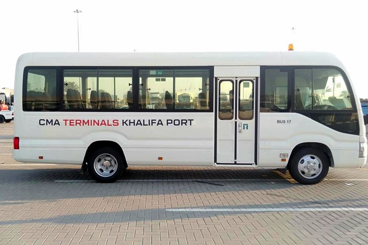 Vinyl cut lettering on a CMA Terminals fleet vehicle, Abu Dhabi